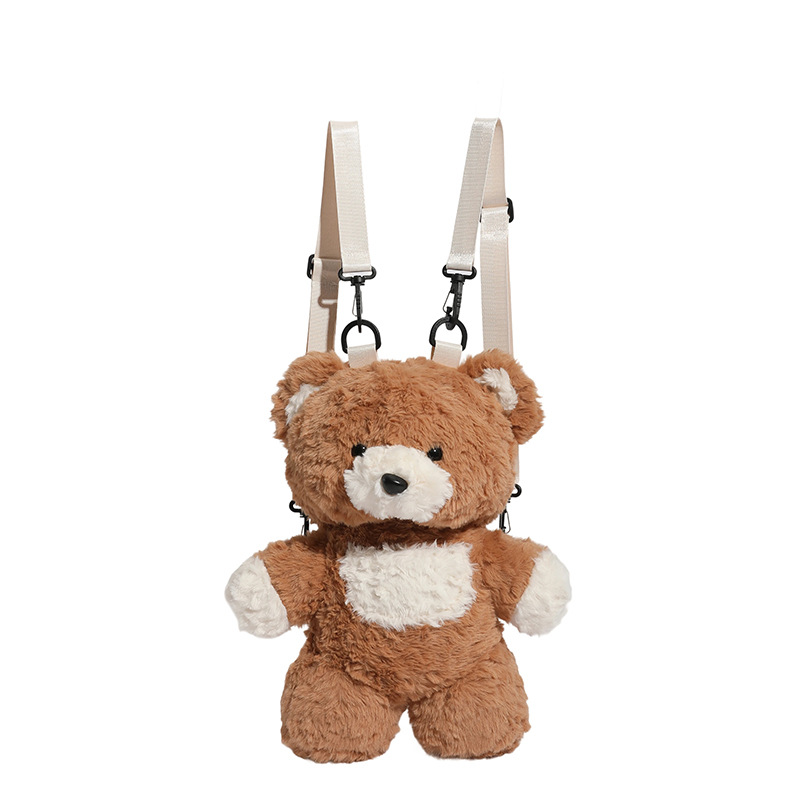 Otoño y invierno mochila infantil caricatura lindo oso peludo, mochila para niños y niñas, bebés viajan, bocadillos, mochila pequeña