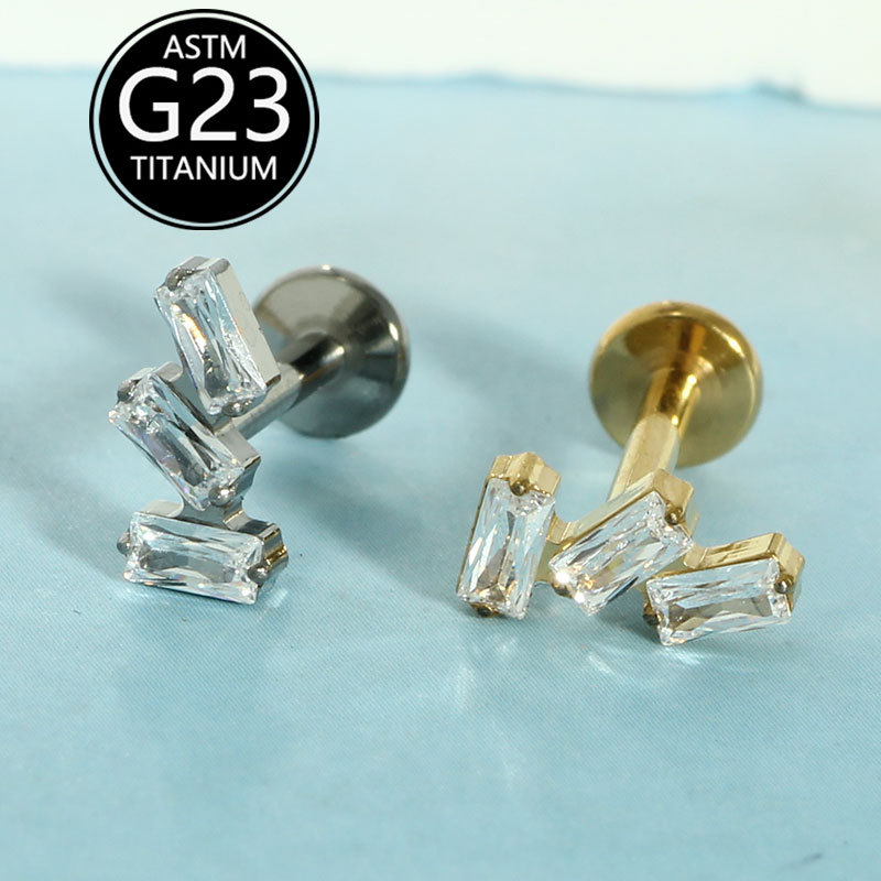 Pointed titanium steel lip stud product view