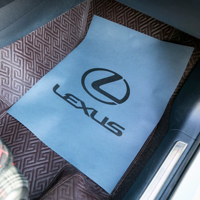 Cowhide Foot Mat Paper for Car, Universal Foot Pad - 4253-enlarged-gray-lexus-logo-50-sheets