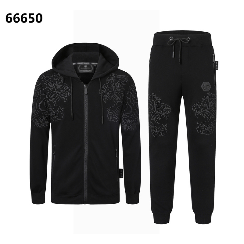 Autumn and Winter Philip Plein Men's Stand-Collar Sports Casual Suit with Zipper and Rhinestone Skull Design Trendy Brand Pp Suit for Men Autumn and Winter Philip Plein Men's Stand-Collar Sports Casual Suit with Zipper and Rhinestone Skull Design Trendy Brand Pp Suit for Men