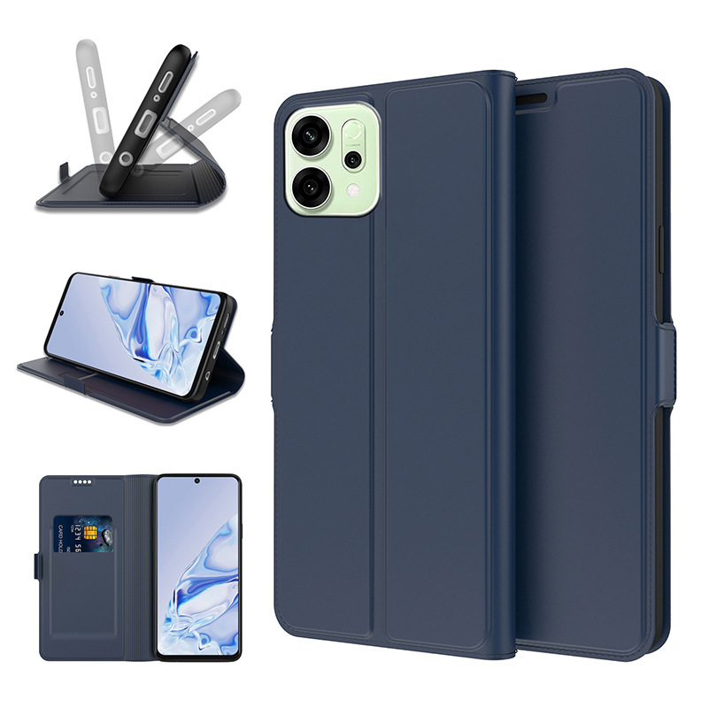 Suitable for Oppo Reno14 Portable Magnetic Card Invisible Bracket Mobile Phone Case Anti-Fall Protective Leather Case with Card Holder