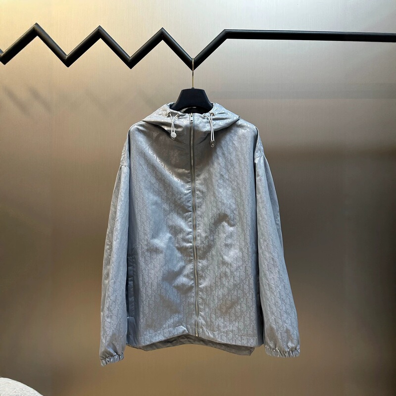 Correct version of the original label, in stock, D-brand dark pattern all-over printed jacquard satin drawstring hooded jacket, couple's style Correct version of the original label, in stock, D-brand dark pattern all-over printed jacquard satin drawstring hooded jacket, couple's style