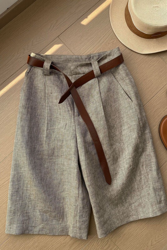 Old Money Style Exquisite Fashion Straight-Leg Five-Point Pants for Women, Summer Thin Simple Suit Pants, New Trendy Casual Wear Old Money Style Exquisite Fashion Straight-Leg Five-Point Pants for Women, Summer Thin Simple Suit Pants, New Trendy Casual Wear