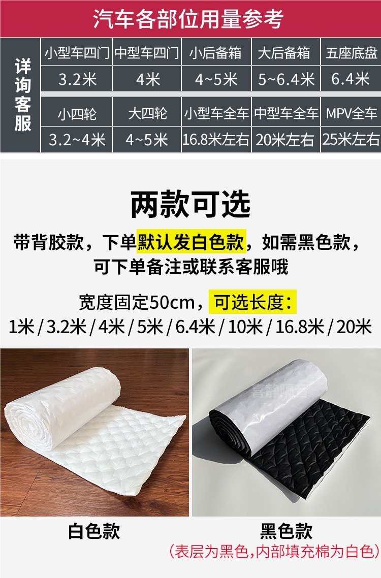 Car Sound-Absorbing Cotton, Soundproofing Cotton, Four-Door Chassis Noise Reduction Material, Super Sound-Dampening and Shock-Absorbing Board, Environmentally Friendly Windsor Cotton, Self-Adhesive