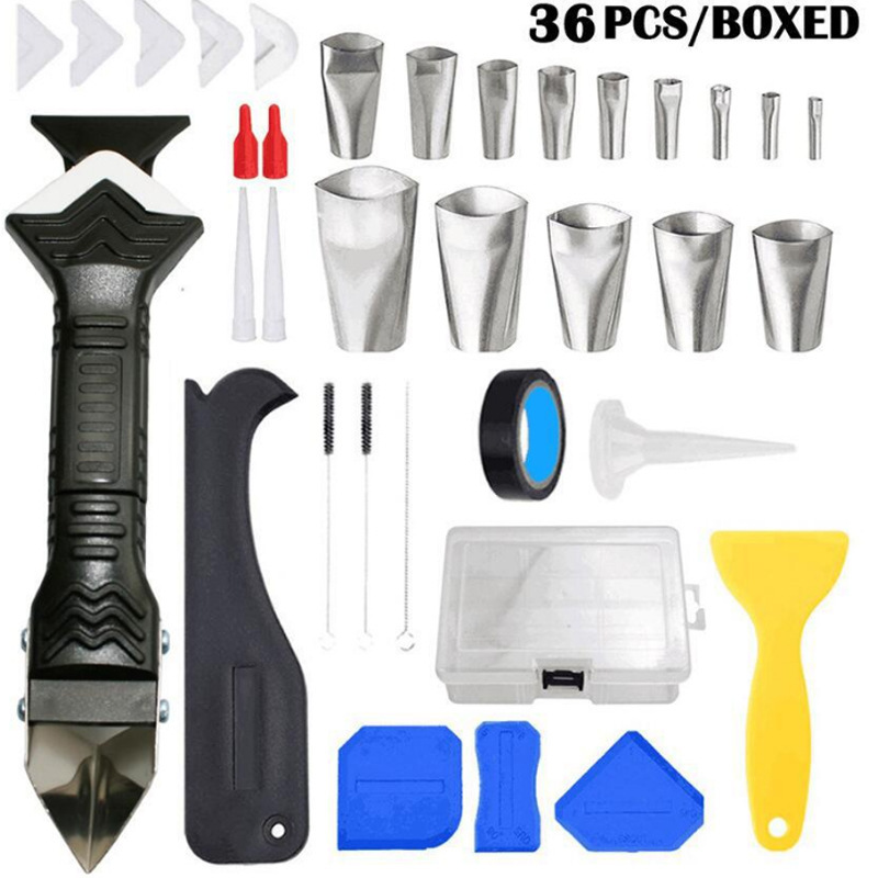 36件套密封胶填缝涂抹工具玻璃胶清洁刮板修整铲刀