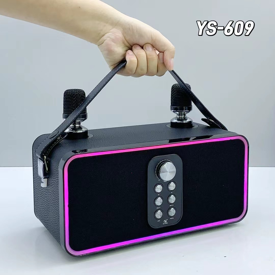Foreign Trade Ys-609 Wireless Bluetooth Speaker Satchel Outdoor Ktv Subwoofer Home Dual-Mic Microphone Audio Integrated
