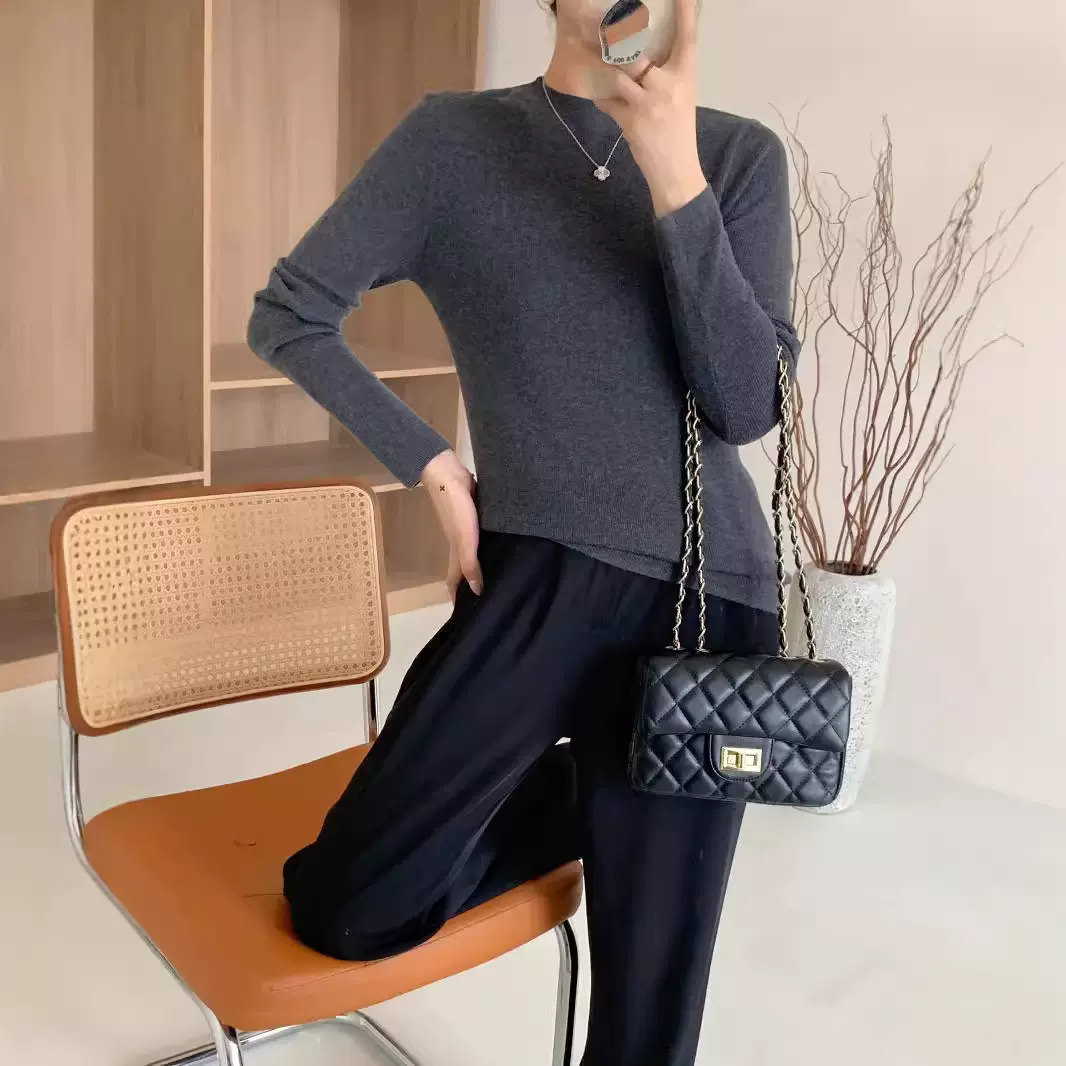 超细羊毛打底衫半高领2024秋冬新款14针女针织衫美雅碧毛衣百搭女