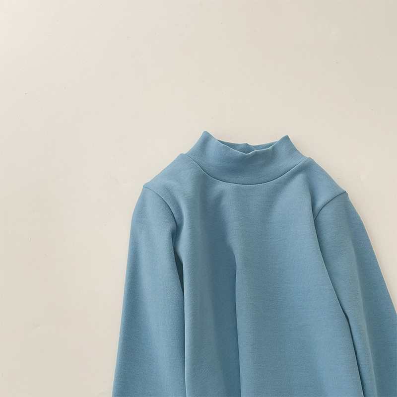 Camiseta de cuello medio elástica de 280 g para niños y niñas, estilo otoño 2026, talla 150-160