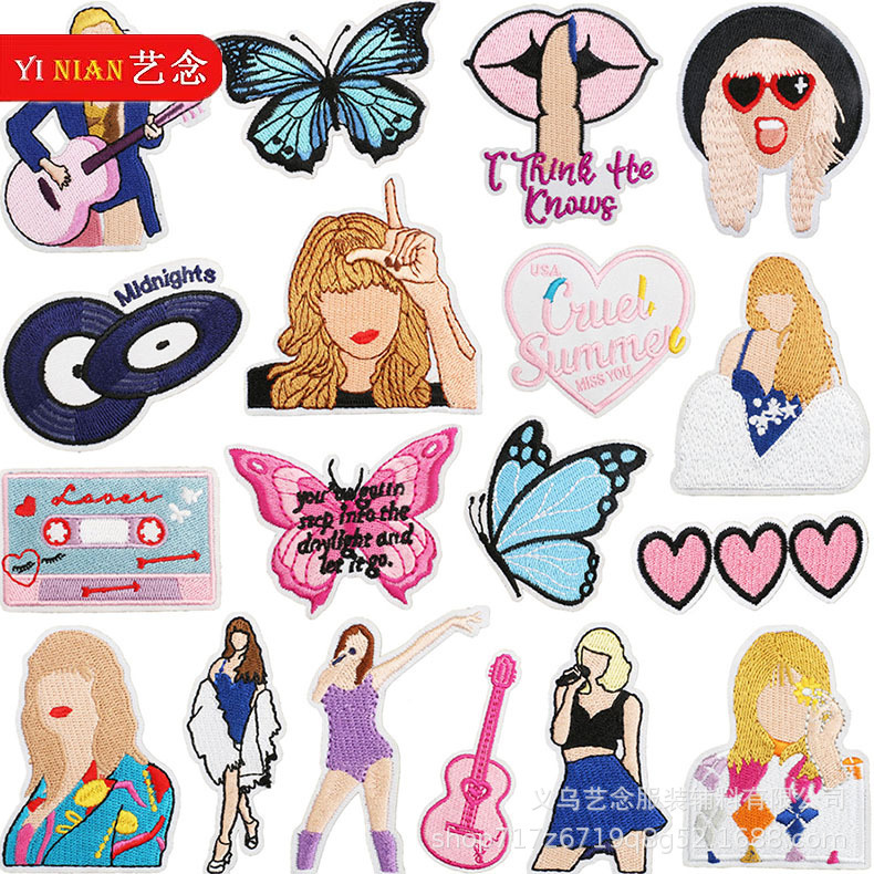 Guitarist Embroidered Cloth Stickers Taylor Queen Patch Stickers Fashion Singer Embroidered Label Computer Embroidered Stalks Ironing Subsidy