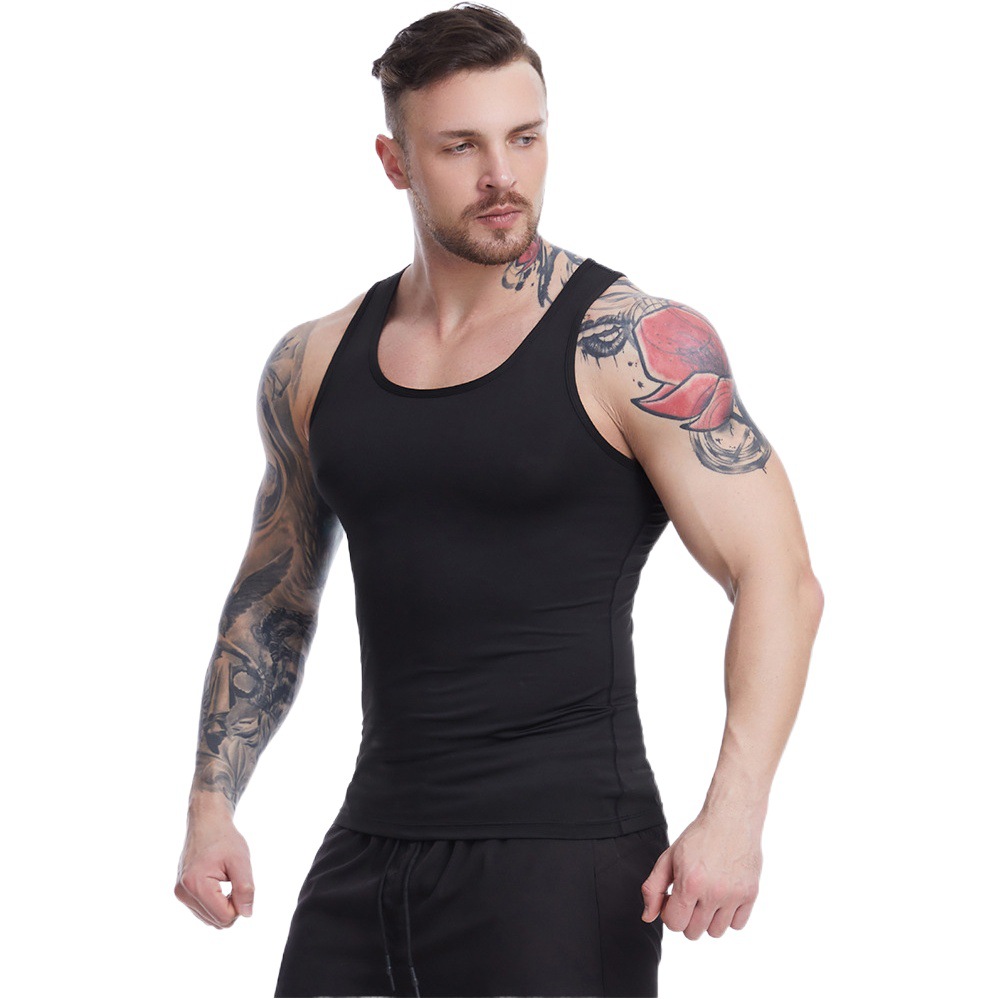Sigetu Cross-Border Slim Sports Vest Men's Summer High-Elastic Breathable Quick-Drying Vest Fitness Training Basketball Vest