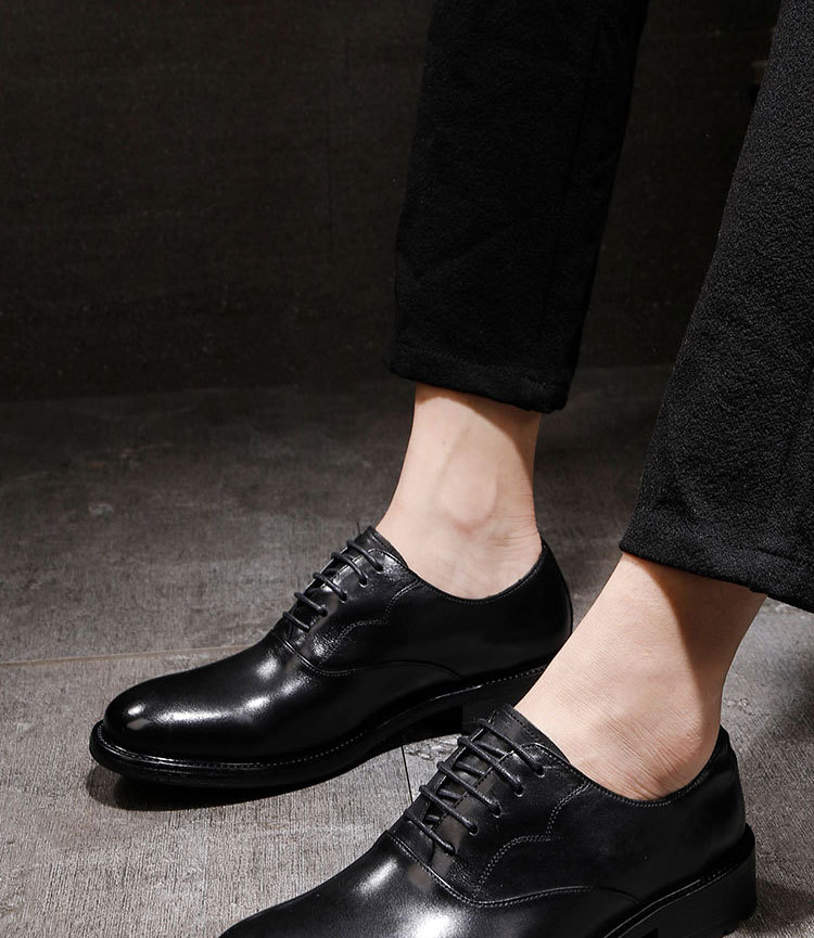 Plus-size leather shoes Business dress shoes men's British vintage washed horse shoes wedding shoes_vogvips.com