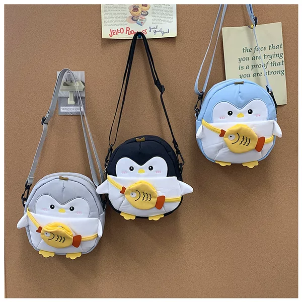 New cross-border cute chick backpack for children, cartoon penguin shoulder bag, student outdoor sports crossbody bag