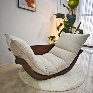 Solid Wood Single Lazy Sofa Chair Moon Home Rocking Chair Leisure Banana Nap Adult Multifunctional Balcony
