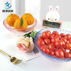 錘紋玻璃水果盤家用客廳茶几點心零食盤日式創意高腳糖果乾果盤子
