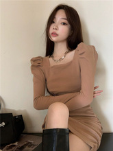 御姐轻熟风紧身连衣裙女辣妹包臀裙长袖修身裙子秋冬季德绒面料