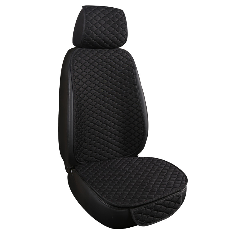 Xiao Ling – Seat cushion, seat cover Backrest - small-rhombus-linen-classic-black-single-seat-with-cap