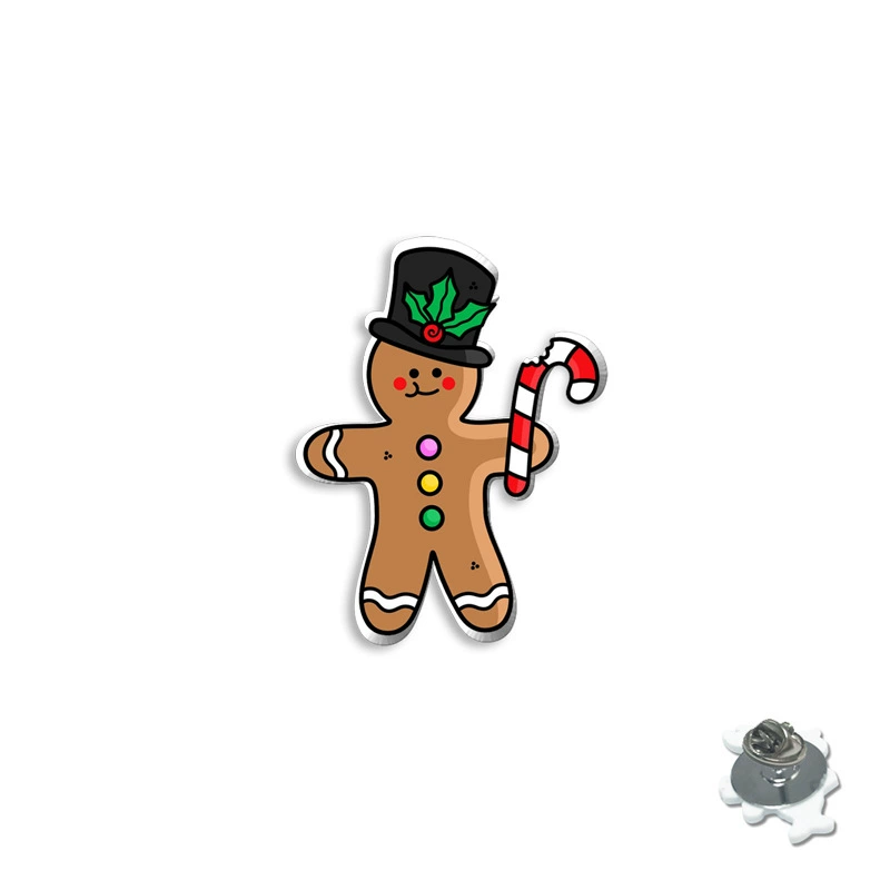 Граница торговли? Нет, нужно избегать слов like wholesale, cross-border or marketplaces. The input: "(Cross-border trading), cartoon Christmas brooch, creative acrylic badge" Translating keeping meaning: We should remove cross-border term? The instruction: output must be Russian translation; Avoid words like