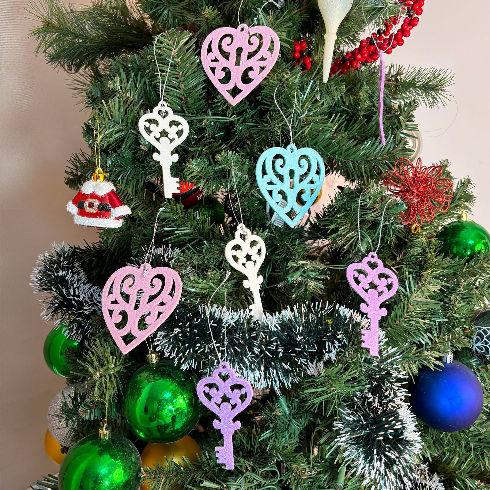 Decoración de Navidad transfronteriza no tejida colgante de llave de corazón tela de fieltro creativa de Navidad colgante de árbol de Navidad