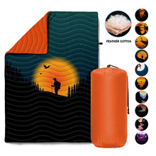 跨境亚马逊绗缝毯子填充保暖涤纶户外野餐垫防水多功能印花野营毯