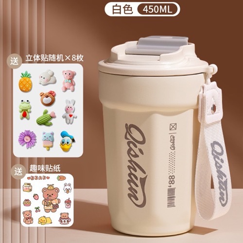 Taza de café 316 de doble capa de acero inoxidable aislado taza fría al aire libre taza de coque portátil red cuerda de elevación roja taza de coche