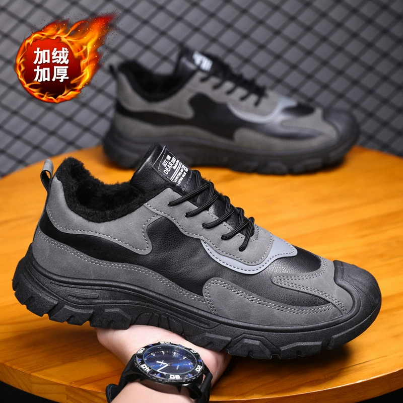 Одиночная хлопковая мужская обувь зимняя бархатная теплая спортивная повседневная обувь мягкая подошва универсальная обувь водонепроницаемая рабочая обувь