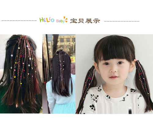 Korean style children's hair band wig with braids trendy hair rope girls fashion baby cute headband rubber band hair accessories