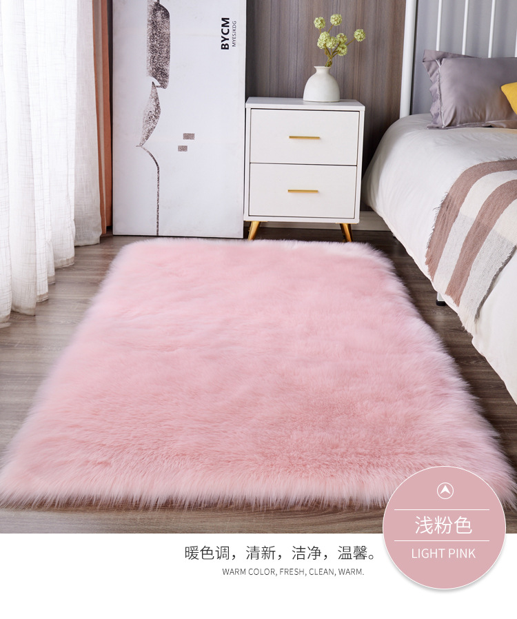 Long Plush Carpet in Orange Color for Bedroom, Bedside Rug, Living Room Coffee Table Mat, Floor Mat, and Window Decoration