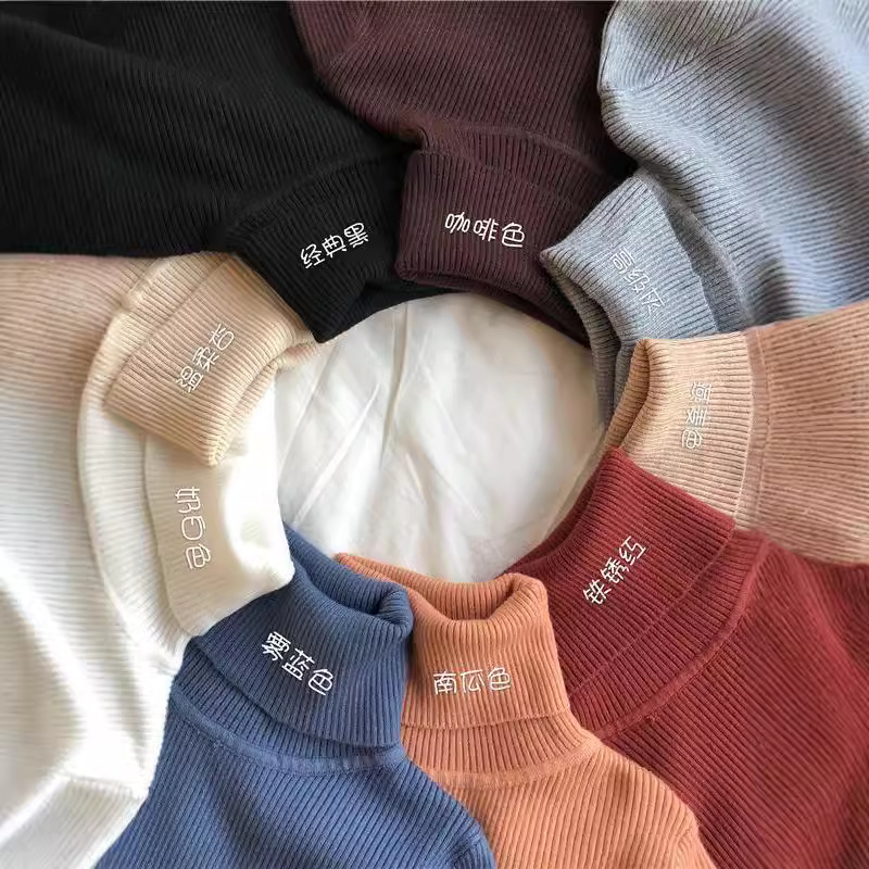 가을과 겨울을위한 여성용 터틀넥 스웨터 2025 한국식 서양식 슬림핏 니트 베이스 셔츠 외복을위한 긴 소매 풀오버 탑