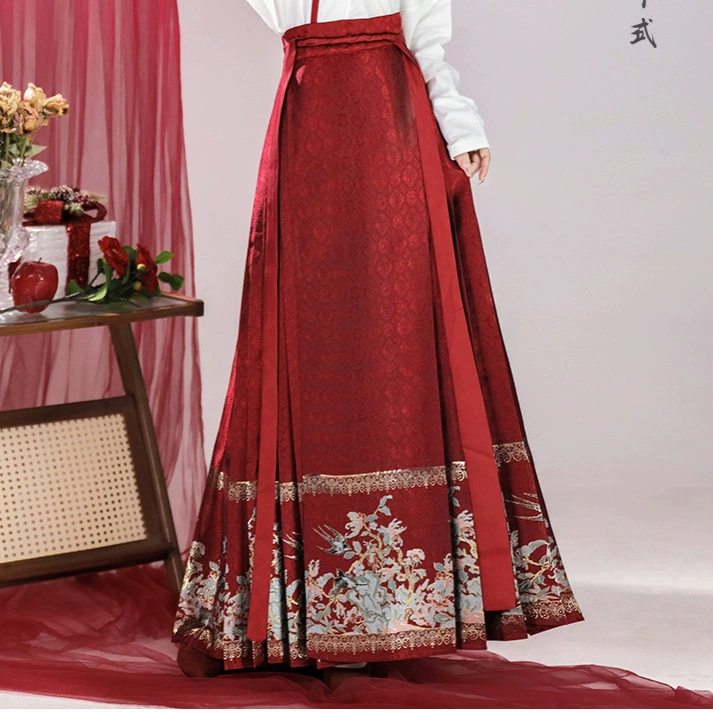 Новый Мин Ханьфу благоприятная Весна Улучшенный рукав один имитация Макияж Цветок лошадь лицо юбка студент ежедневные поездки на работу