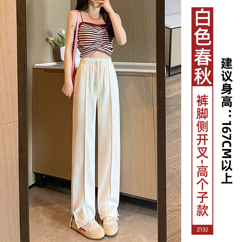 Pantalones de piernas anchas de primavera y otoño de 2025 nuevos pantalones deportivos casuales de tamaño pequeño gris