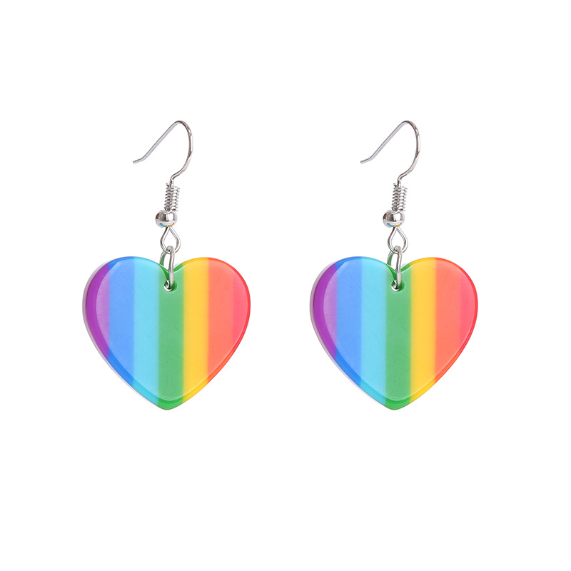 Star, Heart Shape Pattern Women'S Gender 1 Pair Fashion Star Heart Shape Arylic Drop Earrings