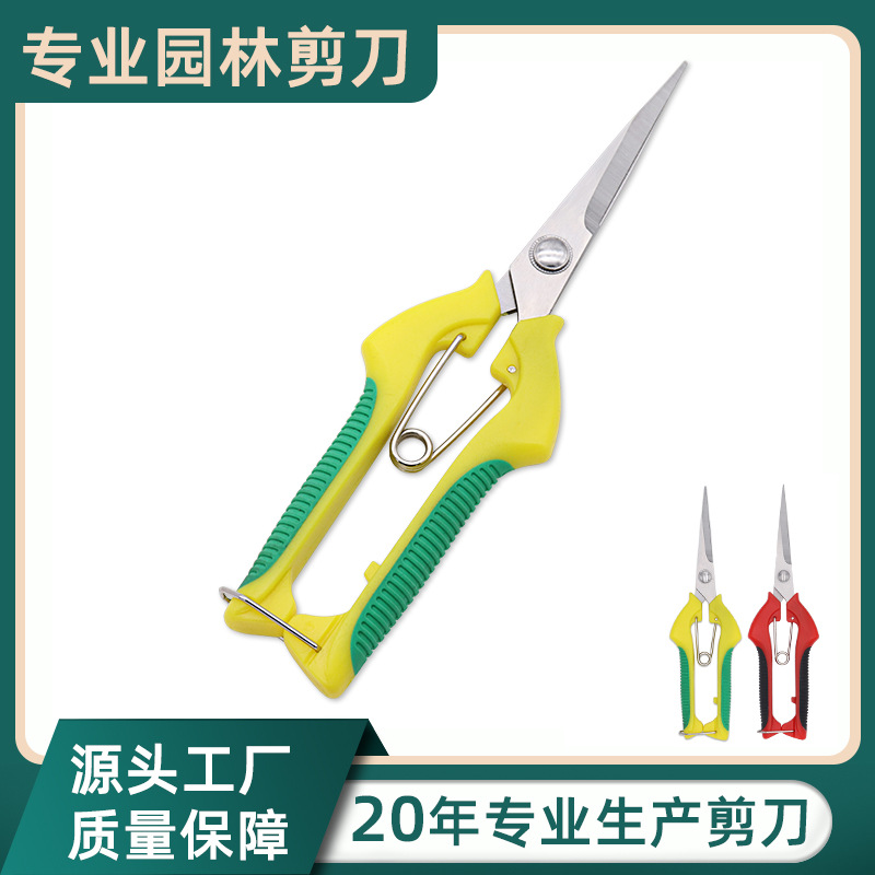 不锈钢树枝剪花木修剪刀橡塑柄修枝剪园林摘果剪园林花木修剪工具