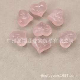 eaby Tiktok 爆款天然粉晶AA级屁桃爱心14x16厚9.5mm半孔孔径1mm