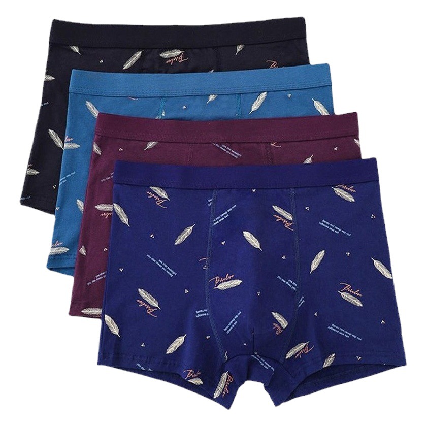 Men's Pure Cotton Underwear, Combed Cotton Printed Boxer Briefs, Men's All-Cotton Breathable Boxer Shorts, Modal Shorts Wholesale