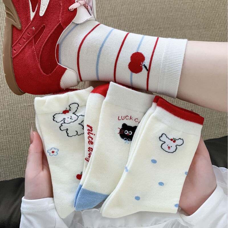 Cute Socks for Women Mid-Calf Socks Ins Trendy Pure Cotton Summer Thin Japanese Cartoon Student Striped Polka Dot Slouch Socks Cute Socks for Women Mid-Calf Socks Ins Trendy Pure Cotton Summer Thin Japanese Cartoon Student Striped Polka Dot Slouch Socks