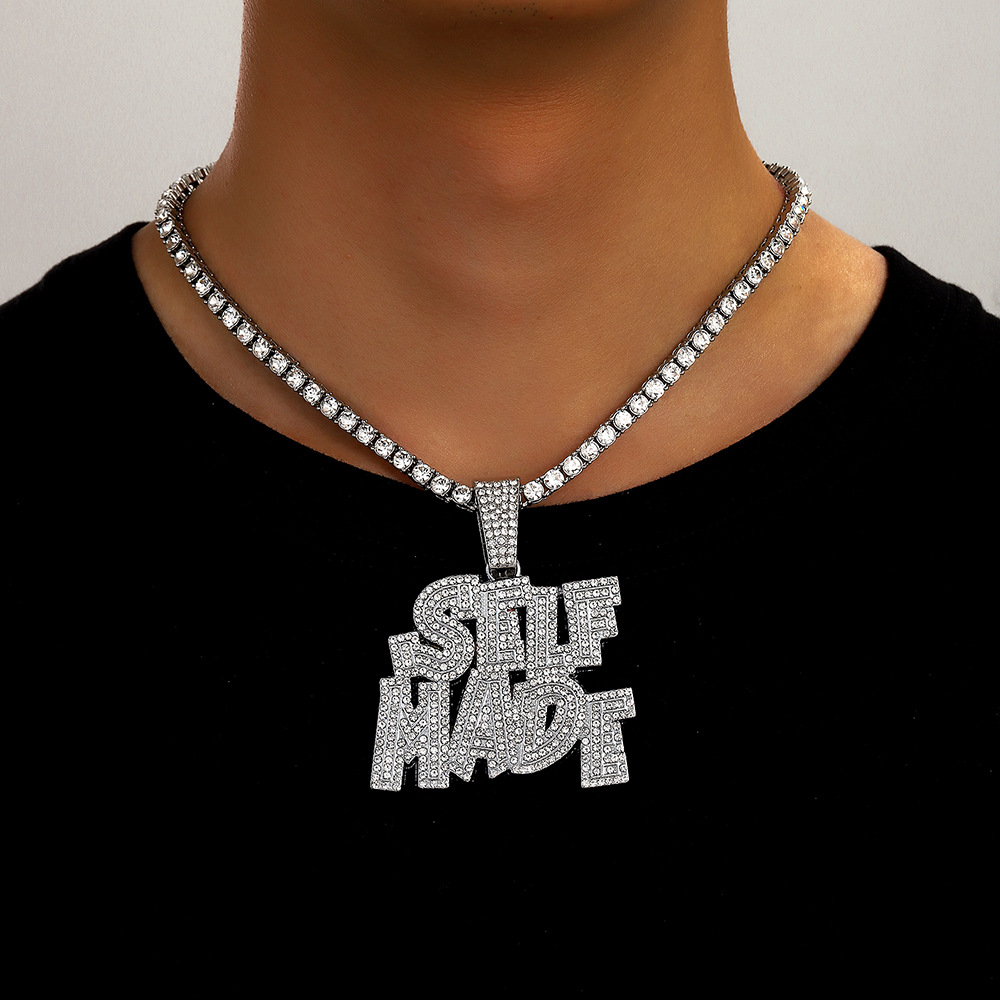 Hip-hop SELFPAID doble colgante de letras personalidad creativa moda masculina collar de hip-hop personalizado fabricante transfronterizo