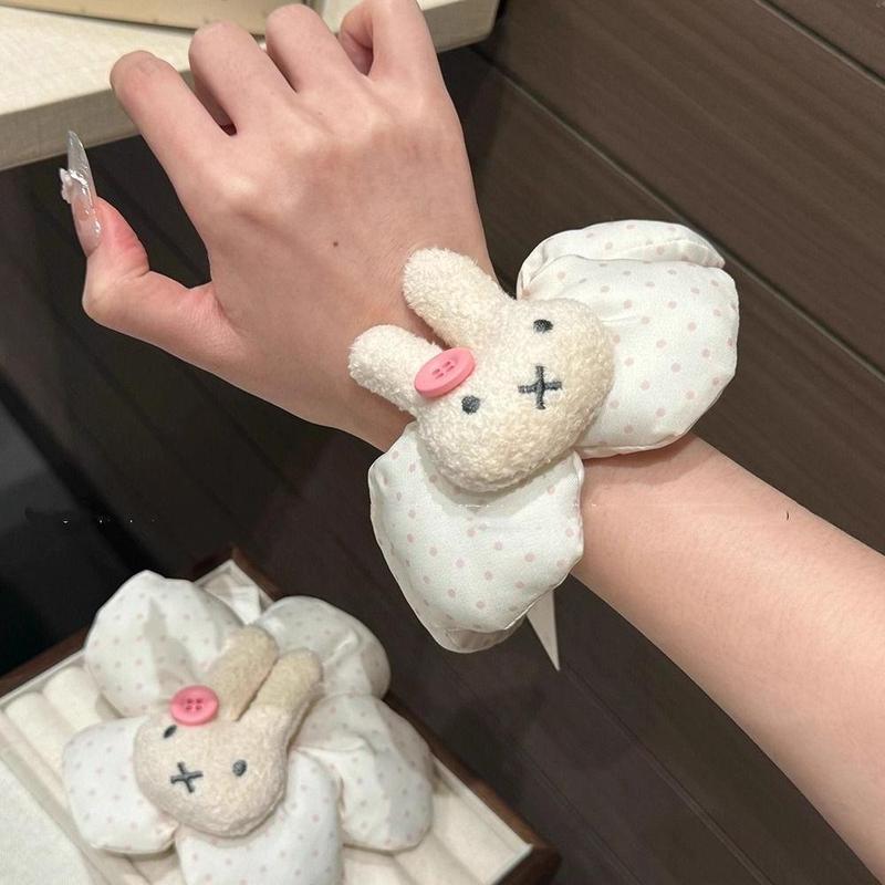 软萌小兔子波点海绵花朵发圈大肠圈少女感丸子头扎发皮筋头绳发绳|undefined
