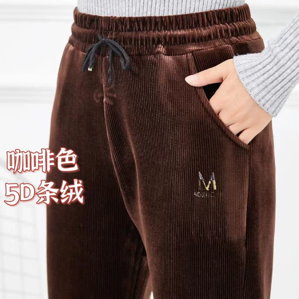 25 пар женских зимних флисовых брюк из вельвета с высокой талией, повседневные брюки, длинные брюки, вельветовые зимние женские повседневные брюки в стиле «мама»