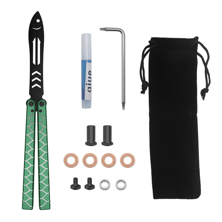 Nuevo divertido pez mariposa cuchillo plegable cuchillo mango de aluminio hoja sin abrir cuchillo de acero inoxidable herramienta de práctica al aire libre fábrica en stock al por mayor