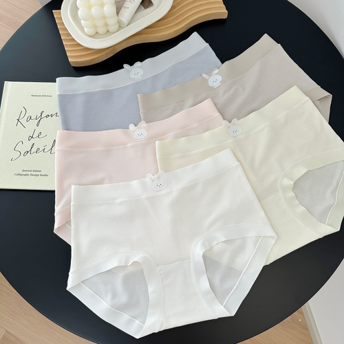 N8350 Nuomi Rabbit 5A antibacterial pure cotton crotch mid-waist women's underwear briefs 50 count soft girl Japanese style