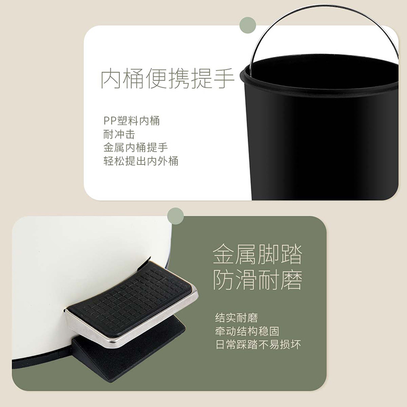 Cubierta de bambú para el hogar, cubo de basura silencioso y lento, cubo de almacenamiento para sala de estar, desperdicios de cocina con cubierta, cesta de papel para residuos de baño con pedal