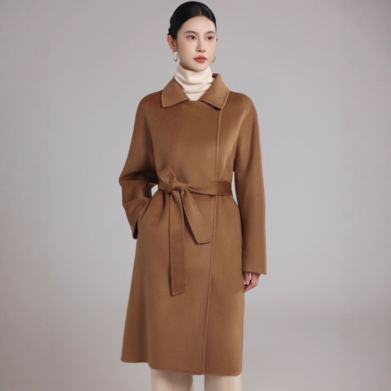 2025 Autumn and Winter Max Coat Double-Sided Cashmere One-Button Classic Style Woolen Coat 10% Cashmere Coat for Women