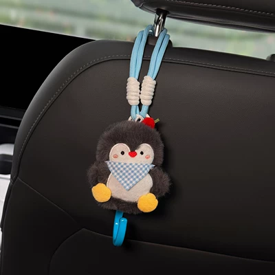 Tissue Box for Front and | Car tissue box/set - blue-scarf-q-penguin-blue-and-white-lanyard-1-blue-hook