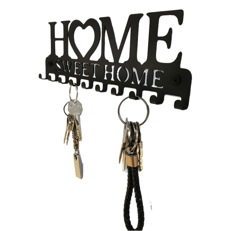 Amazon nuevo hierro HOGAR creativo clave gancho de perforación libre de almacenamiento rack toalla gancho fila gancho puede ser fijo