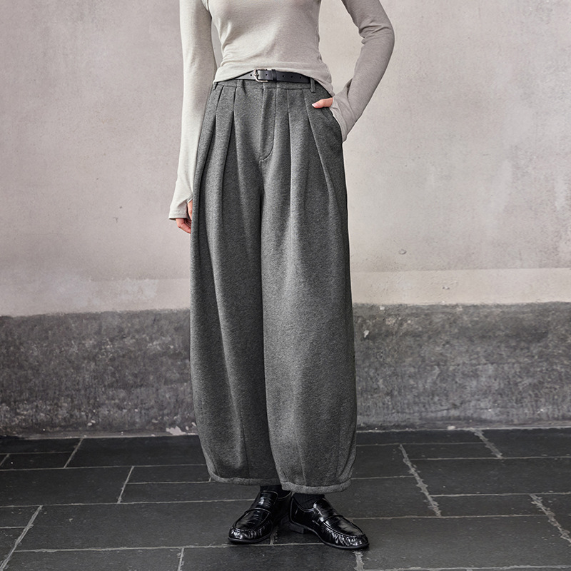 European and American Style Casual Pants for Women, Autumn and Winter Warm Lantern Pants, Three-Dimensional Cut, High-Waisted, Slimming, Relaxed Wide-Leg Long Pants, Sweatpants