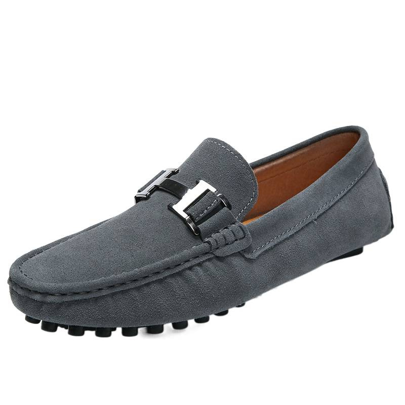 Transmisión en vivo transfronteriza Hot Bean zapatos de cuero genuino esmerizado zapatos casuales británicos para hombres jóvenes tendencia de zapatos de suela suave