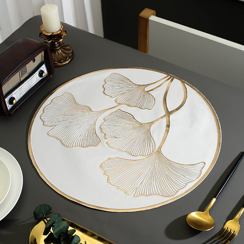 Ginkgo Leaf Western-style Table Mat Hotel Versatile Decorative Item PVC Table Heat Insulating Mat Round Table Mat Ins Cup Mat