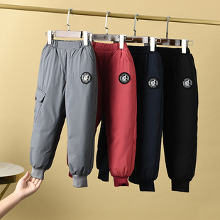 Children's Down Pants 2024 New Boys' Warm Pants Girls' Thickened Winter Baby Outer Wear Long Pants for Small and Medium-sized Children