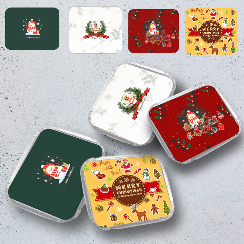 Disposable Paper Box for Baking, Barbecue, Christmas Gatherings, Takeaway Packaging, Aluminum Foil Lunch Box, Rectangular with Lid