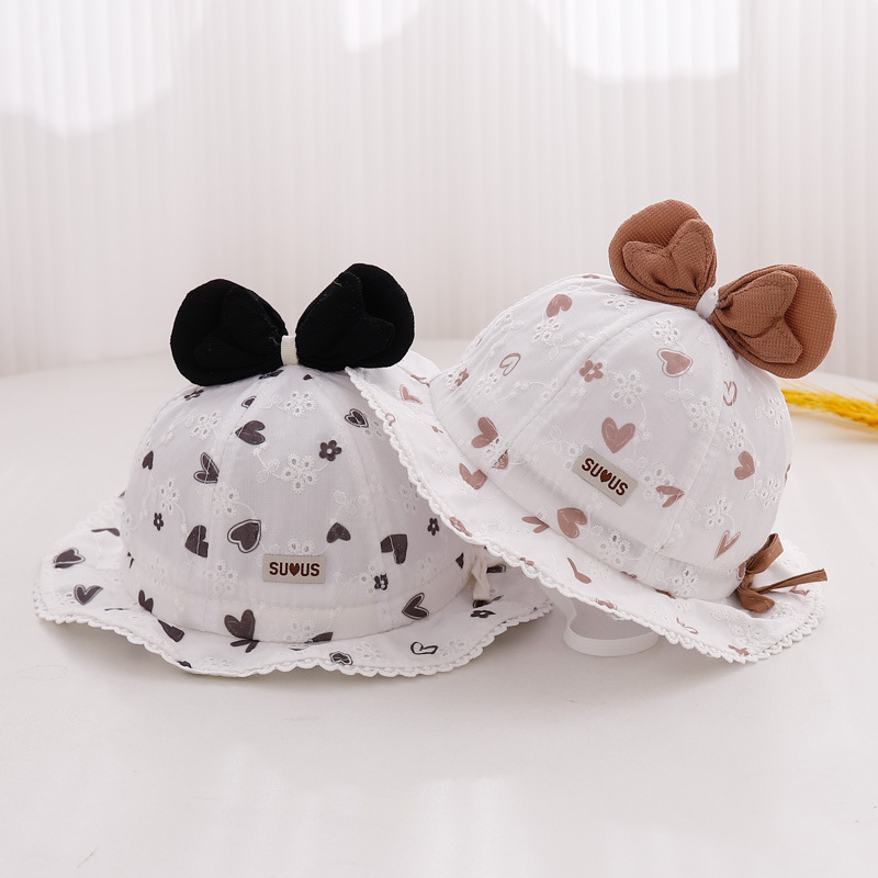 Sombreros de bebé de primavera y otoño delgados sombreros de pescadores de bebés lindos arcos sombreros de bebés sombreros de sombreros de niñas